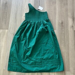Hatch One-Shoulder Green Midi Dress